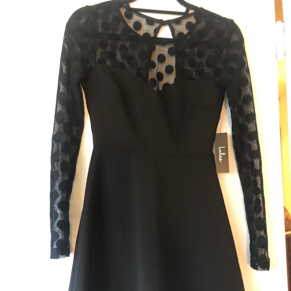Lulus Long Sleeve Black Polka Dot Dress